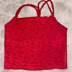 Red animal print ribbed workout tank